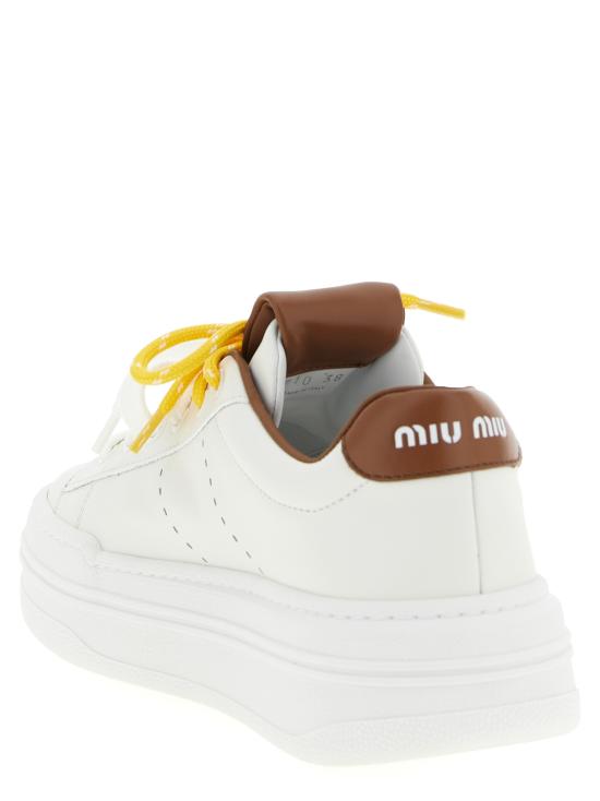 26FW 미우미우 레더 플랫폼 스니커즈 5E710EF0503L48F0TPR Brown - MIU MIU