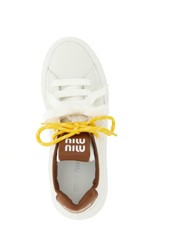 26FW 미우미우 레더 플랫폼 스니커즈 5E710EF0503L48F0TPR Brown - MIU MIU