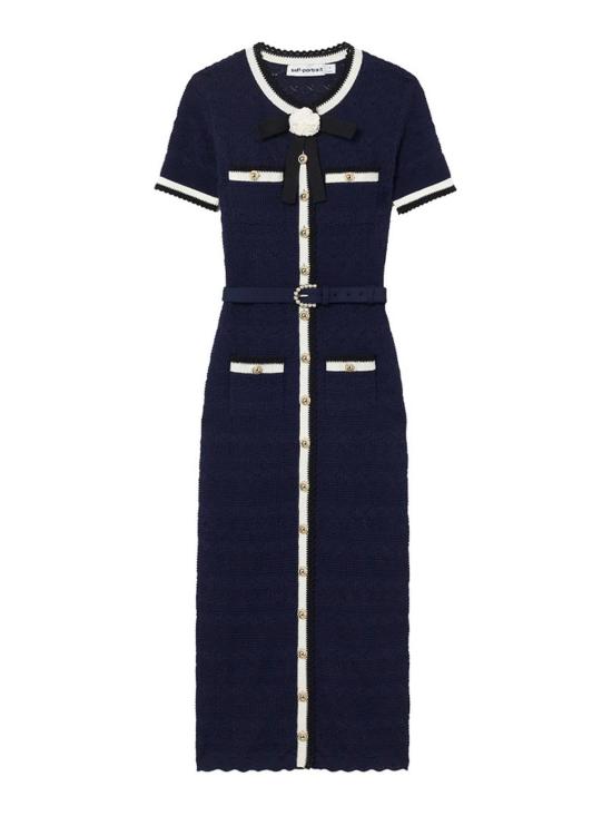 26FW 셀프 포트레이트 미디 원피스 PF26072MANNAVY Dark Blue