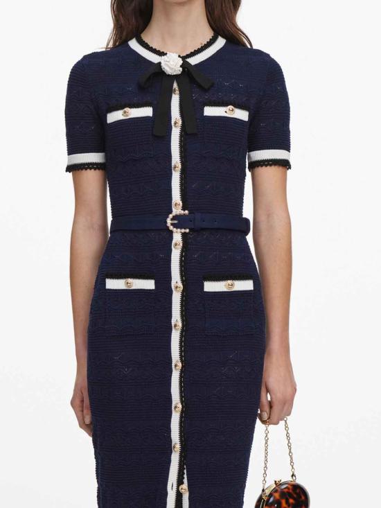 26FW 셀프 포트레이트 미디 원피스 PF26072MANNAVY Dark Blue - SELF PORTRAIT