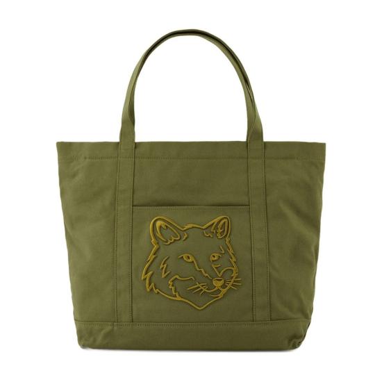 메종키츠네 토트백 메종 키츠네 여우 머리 대형 쇼퍼백 그린 - MAISON KITSUNE