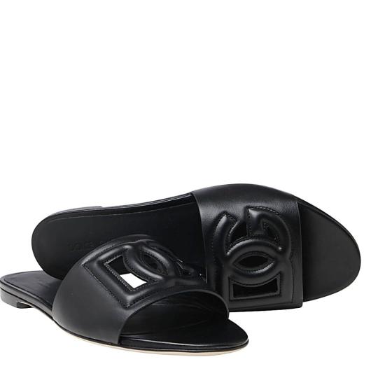 26FW 돌체앤가바나 DG 로고 카프스킨 슬리퍼 CQ0436AY32980999 Black - DOLCE & GABBANA