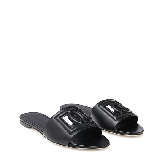 26FW 돌체앤가바나 DG 로고 카프스킨 슬리퍼 CQ0436AY32980999 Black - DOLCE & GABBANA