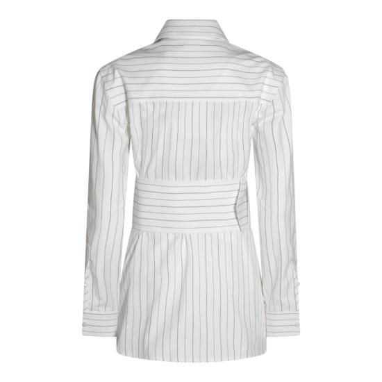  버버리 레귤러 핏 스트라이프 코튼 셔츠 스트링 콜 8103514C2053 White - BURBERRY