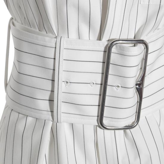  버버리 레귤러 핏 스트라이프 코튼 셔츠 스트링 콜 8103514C2053 White - BURBERRY
