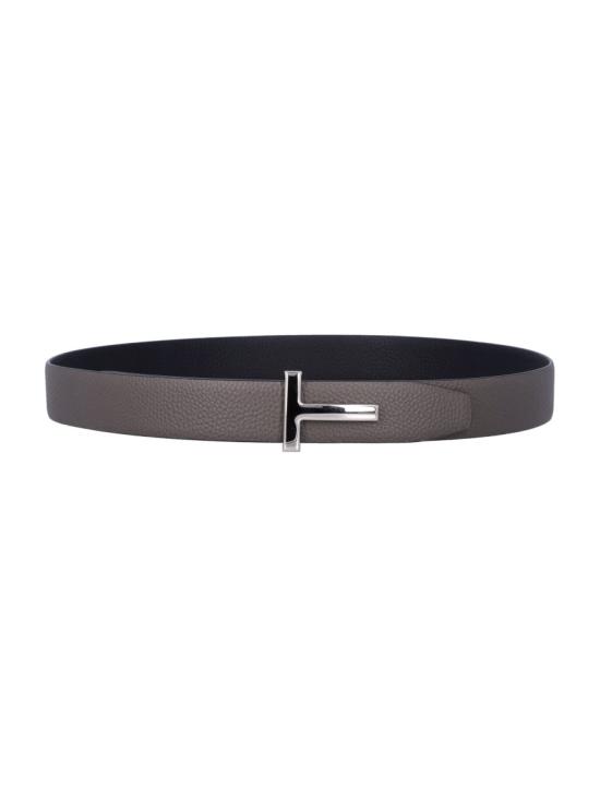 26FW 톰포드 레더 리버시블 버클 T 벨트 TB224LCL236STNE Grey - TOMFORD