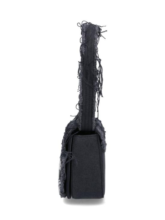 26FW 디젤 1DR-아이코닉 숄더백 캔버스 앤 레더 X08396 P6319T8013 Black - DIESEL