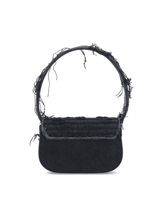 26FW 디젤 1DR-아이코닉 숄더백 캔버스 앤 레더 X08396 P6319T8013 Black - DIESEL