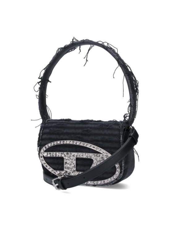 26FW 디젤 1DR-아이코닉 숄더백 캔버스 앤 레더 X08396 P6319T8013 Black - DIESEL