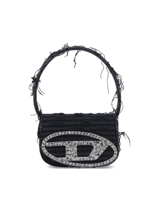 26FW 디젤 1DR-아이코닉 숄더백 캔버스 앤 레더 X08396 P6319T8013 Black