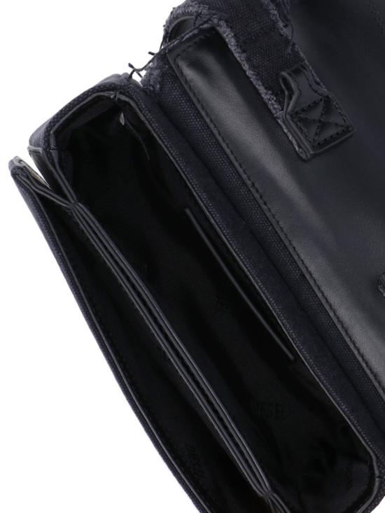 26FW 디젤 1DR-아이코닉 숄더백 캔버스 앤 레더 X08396 P6319T8013 Black - DIESEL