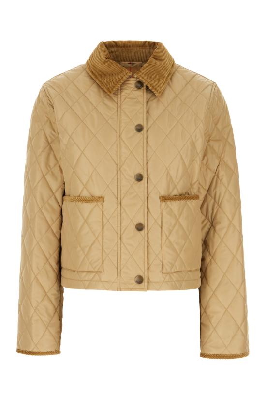 26FW 버버리 크롭 퀄티드 나일론 자켓 8107466 C1544 FLAX SAND IP CHECK