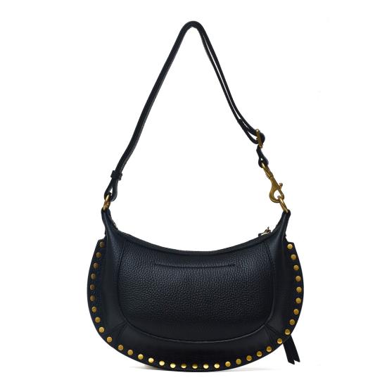 26FW 이자벨마랑 오스칸 문 풀 그레인 레더 스터드 바게트 숄더백 PP0003FAD1C04M Black - ISABEL MARANT