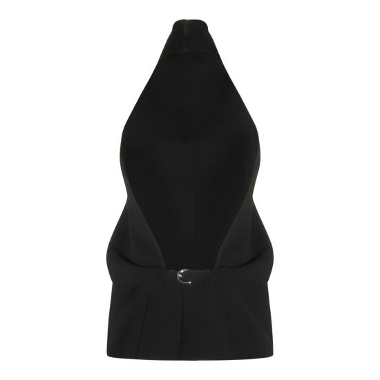 26FW 케이트 로네 플롱제 레더 홀터넥 탑 로네 플롱제 레더 홀터넥 탑 24874114200 Black - KHAITE