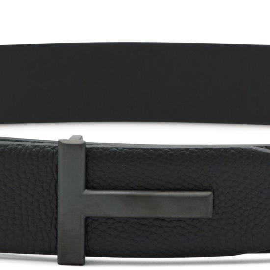 26FW 톰포드 그레인 레더 T 아이콘 벨트 TB178LCL236LNAA Black - TOMFORD