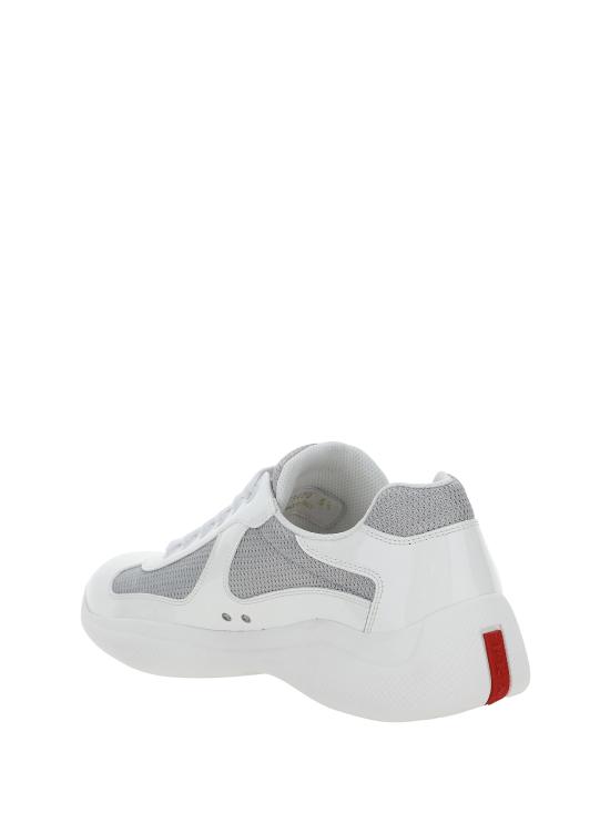 26FW 프라다 아메리카 컵 가죽 및 바이크 패브릭 스니커즈 4E3400ASZ F0J36 WHITESILVER - PRADA