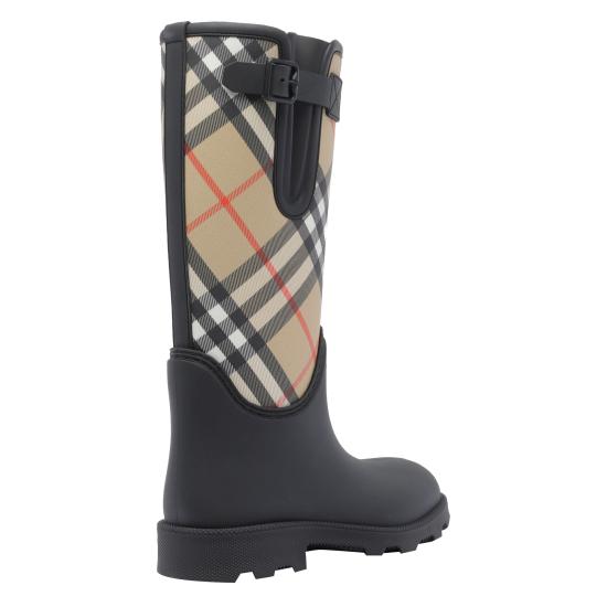 26FW 버버리 러버 마쉬 스탬프 하이 부츠 8111677 A1189 Black - BURBERRY