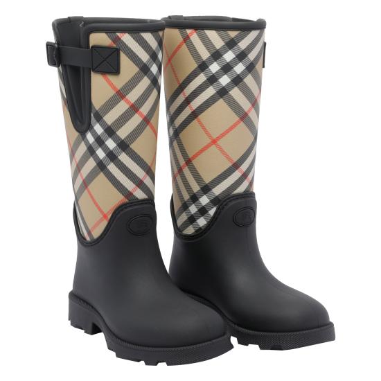 26FW 버버리 러버 마쉬 스탬프 하이 부츠 8111677 A1189 Black - BURBERRY