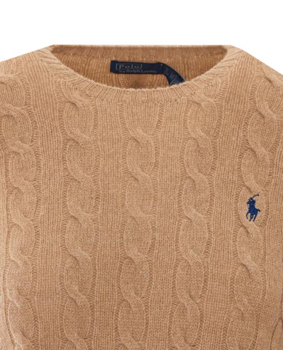 26FW 폴로 랄프로렌 폴로 자수 케이블 니트 스웨터 211971865002 CAMEL MELANGE - POLO RALPH LAUREN