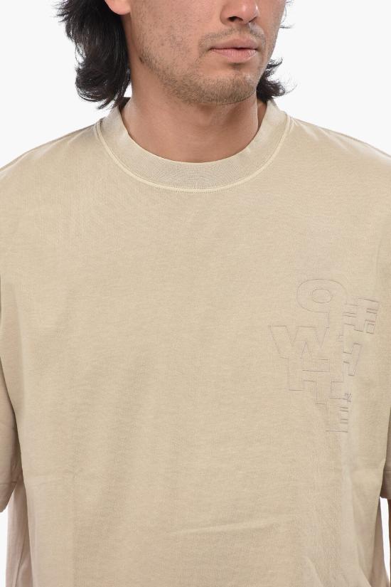  오프화이트 반팔 티셔츠 OMAA120F24JER0046161 Beige - OFF WHITE