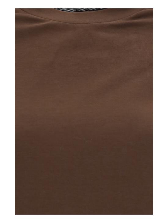 26FW 브루넬로 쿠치넬리 콘트라스트 트림 코튼 티셔츠 M0T18BD200 C4211 BROWN - BRUNELLO CUCINELLI