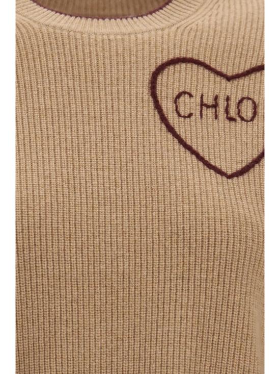 26FW 끌로에 기퓌르 레이스 울 캐시미어 크롭 스웨터 CH26AMP41710 218 BEIGE - CHLOE