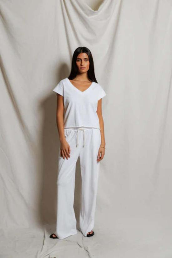  퍼펙트 화이트 티 반팔 티셔츠 펄 재패니즈 저지 브이넥 티셔츠 - PERFECT WHITE TEE