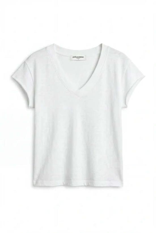  퍼펙트 화이트 티 반팔 티셔츠 펄 재패니즈 저지 브이넥 티셔츠 - PERFECT WHITE TEE