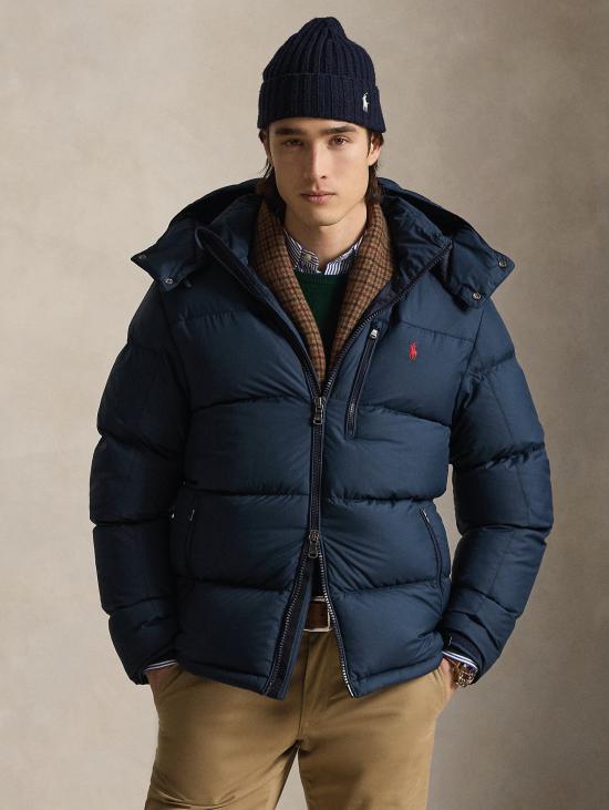 26FW 랄프 로렌 패딩 Ripstop Idrorepellente Opaco con Cappuccio Navy Blu 색상의 Giacca