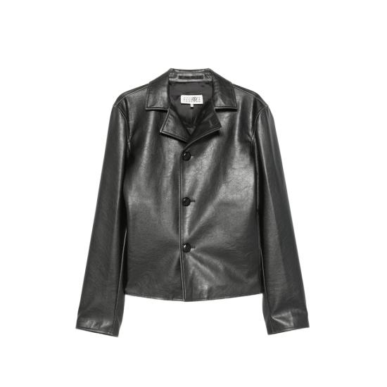 26FW MM6 메종마르지엘라 가죽 자켓 M35455 SH0AM0102 900 BLACK
