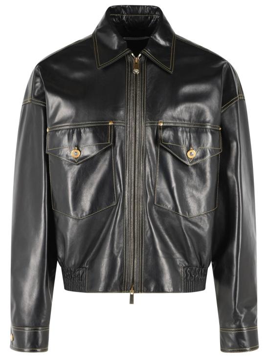 26FW 베르사체 가죽 자켓 1025778 1A183811B000 Black