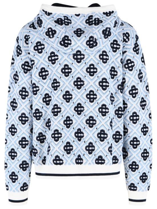 26FW 카사블랑카 후드 티셔츠 M PF26 KW 1404 01MERINO CC MONOGRAM Blue - CASABLANCA