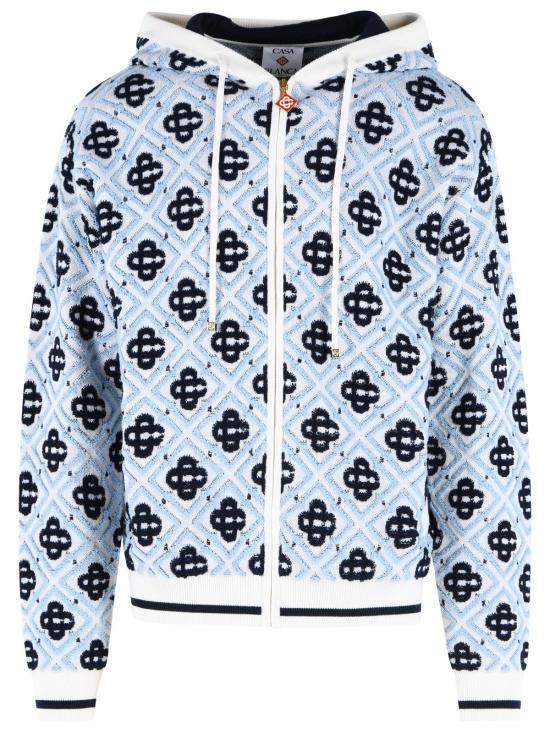 26FW 카사블랑카 후드 티셔츠 M PF26 KW 1404 01MERINO CC MONOGRAM Blue