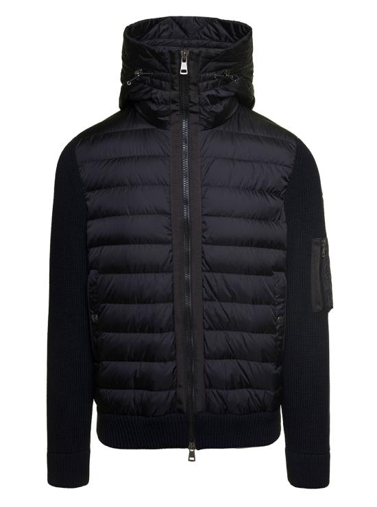 26FW 몽클레어 패딩 울 후디드 집업 가디건 9B50800A9340999 Black