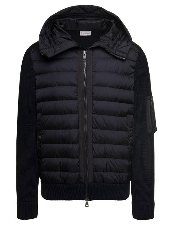 26FW 몽클레어 패딩 울 후디드 집업 가디건 9B50800A9340999 Black - MONCLER