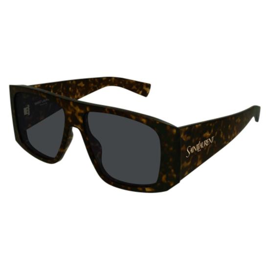  생로랑 선글라스 와이드 직사각형 선글라스 하바나/그레이 - SAINT LAURENT