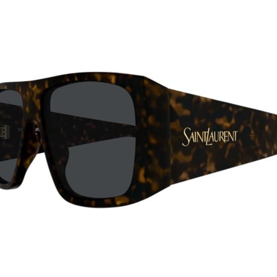  생로랑 선글라스 와이드 직사각형 선글라스 하바나/그레이 - SAINT LAURENT