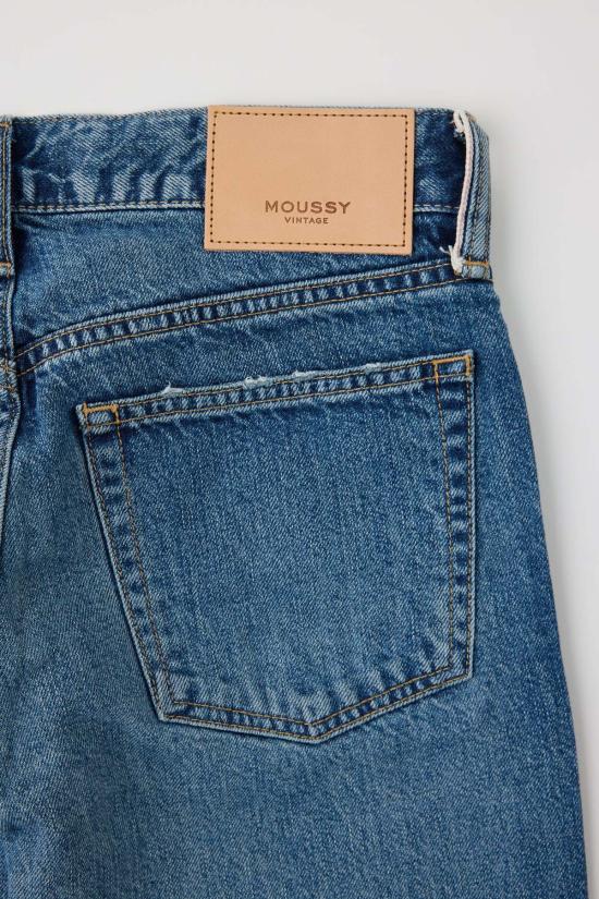  마우지 데님 팬츠 무시 빈티지 스트레이트 로우 휠링 진 블루 - MOUSSY