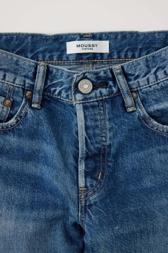  마우지 데님 팬츠 무시 빈티지 스트레이트 로우 휠링 진 블루 - MOUSSY