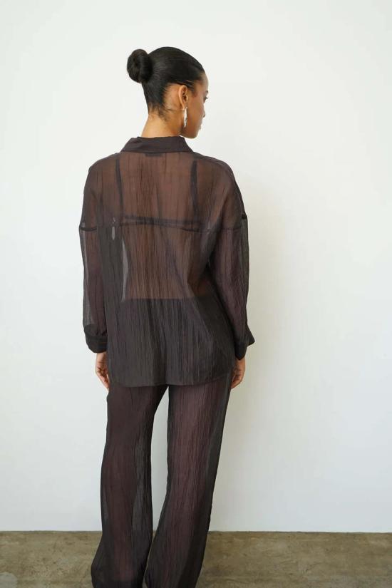 LNA CLOTHING 셔츠 Lna Clothing Sylvie 시스루 버튼다운 탑 블랙 - OTHER BRANDS