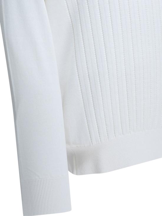 26SS 브루넬로 쿠치넬리 코튼 텍스처드 립 니트 스웨터 M29204000C2723 X White - BRUNELLO CUCINELLI