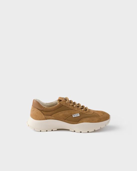 26FW 프라다 메쉬 패브릭 앤 스웨이드 스니커즈 1E503O3ZO7F0401 F 045 Brown