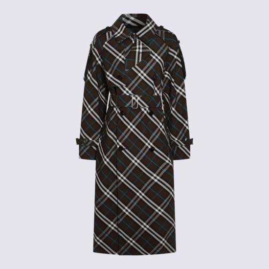  버버리 롱 체크 코튼 블렌드 트렌치 코트 8095300C1213 Black - BURBERRY