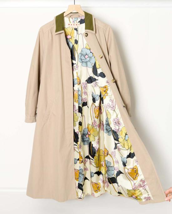  마르니 트렌치 코트 개버딘  콘트라스트 칼라 - MARNI