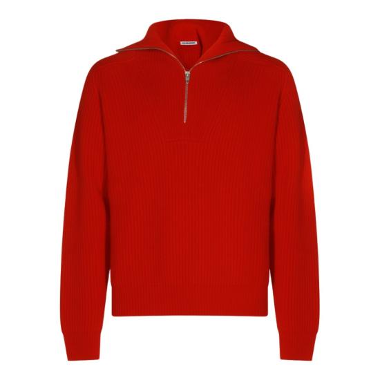 26FW 질샌더 집업 니트 J22GP0291J14848626 Red