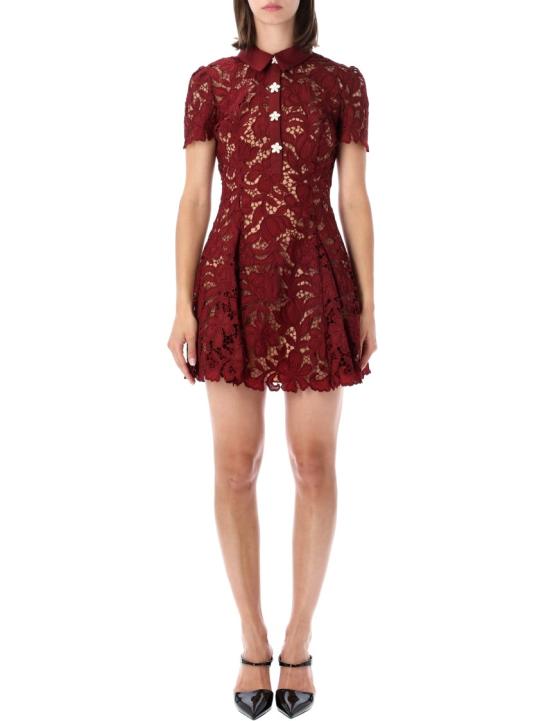 26FW 셀프 포트레이트 미디 원피스 PF26111SABUBURGUNDY Red