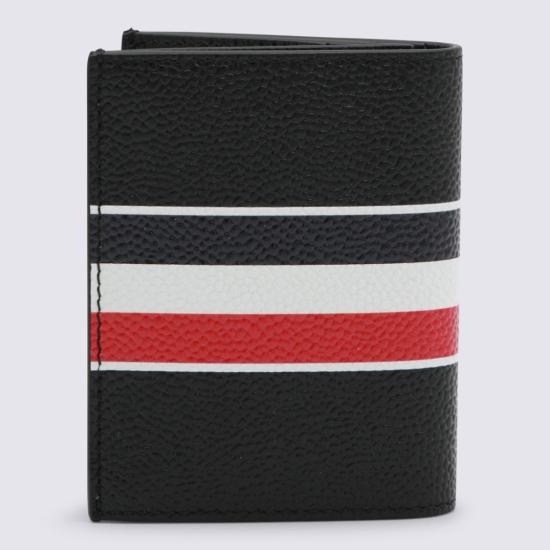 26SS 톰브라운 페블 그레인 RWB 더블 카드 홀더 UAW089A00198001 Black - THOM BROWNE