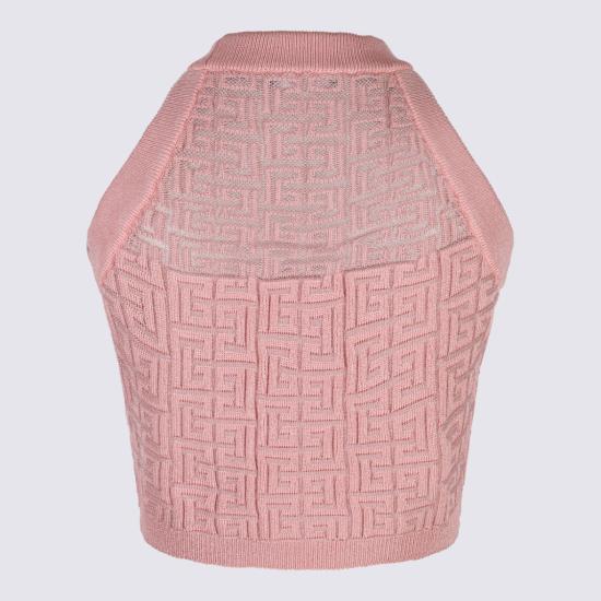  발망 민소매 티셔츠 DF1AB026KG96OIW Pink - BALMAIN