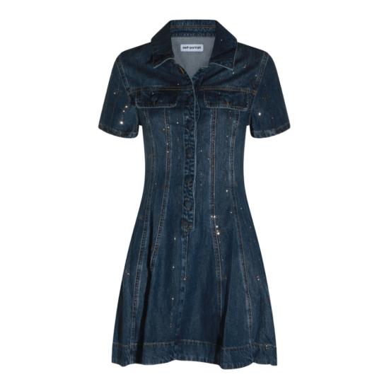 26FW 셀프 포트레이트 미디 원피스 PF26818SABLBLUE