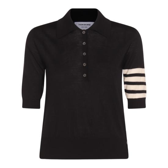 26FW 톰브라운 울 4바 릴렉스드 폴로 니트 FKP053AY1014415 Black
